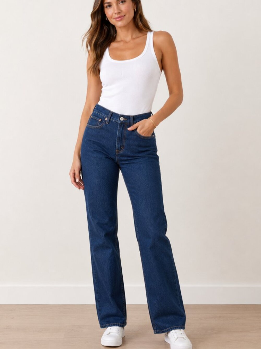 A&F Ultra High Rise Ankle Straight Jeans Women's 32 Dark Wash